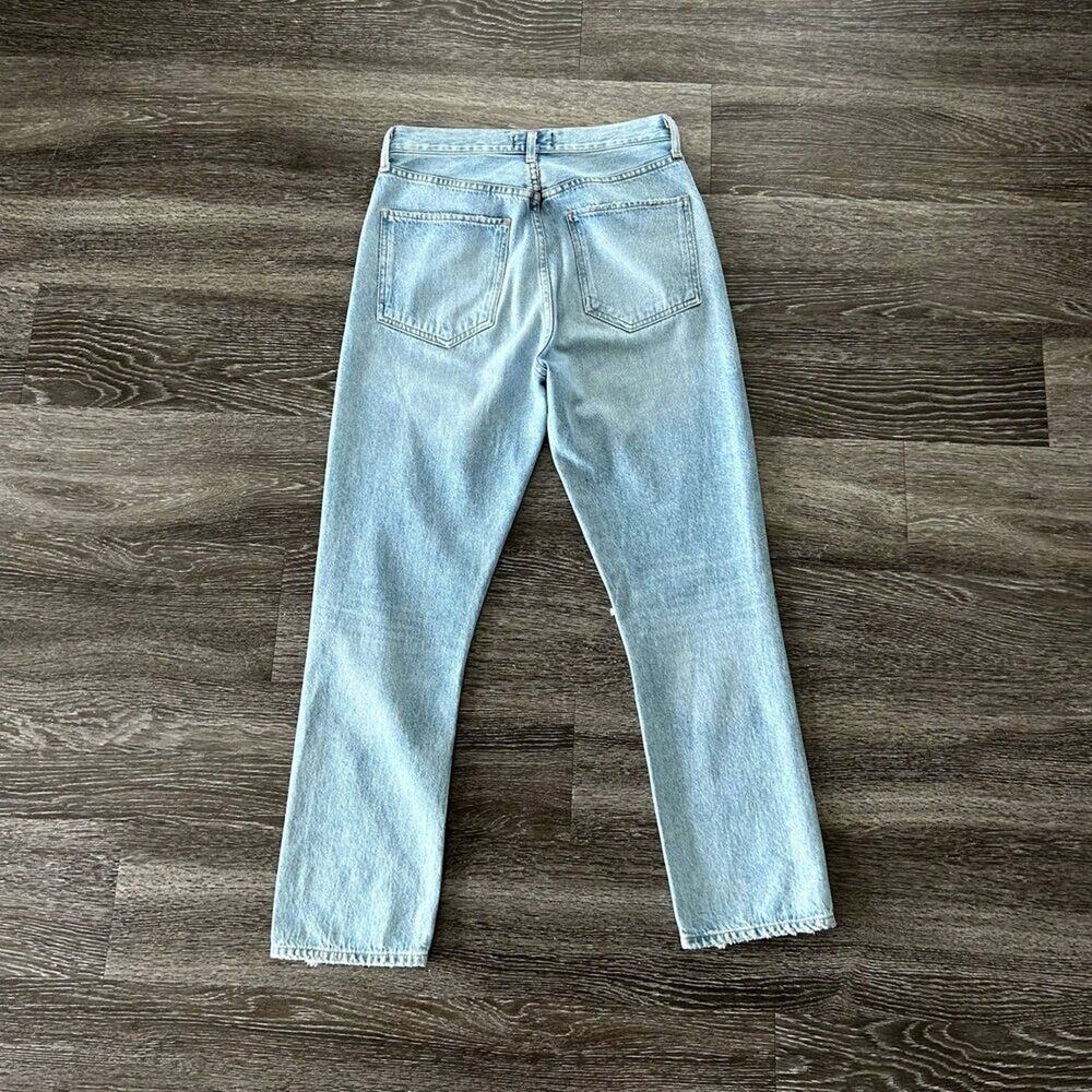 AGOLDE Riley High Rise Straight Leg Crop Shatter Wash Jeans Size 26 Distressed - Picture 4 of 16